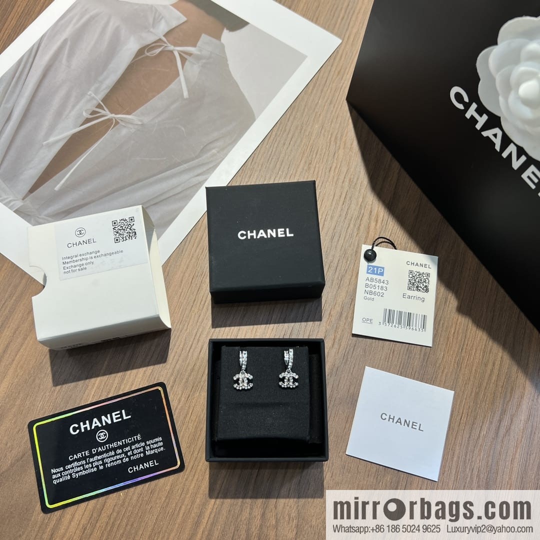New ☑️ Chanel c2 double c full diamond stud earrings