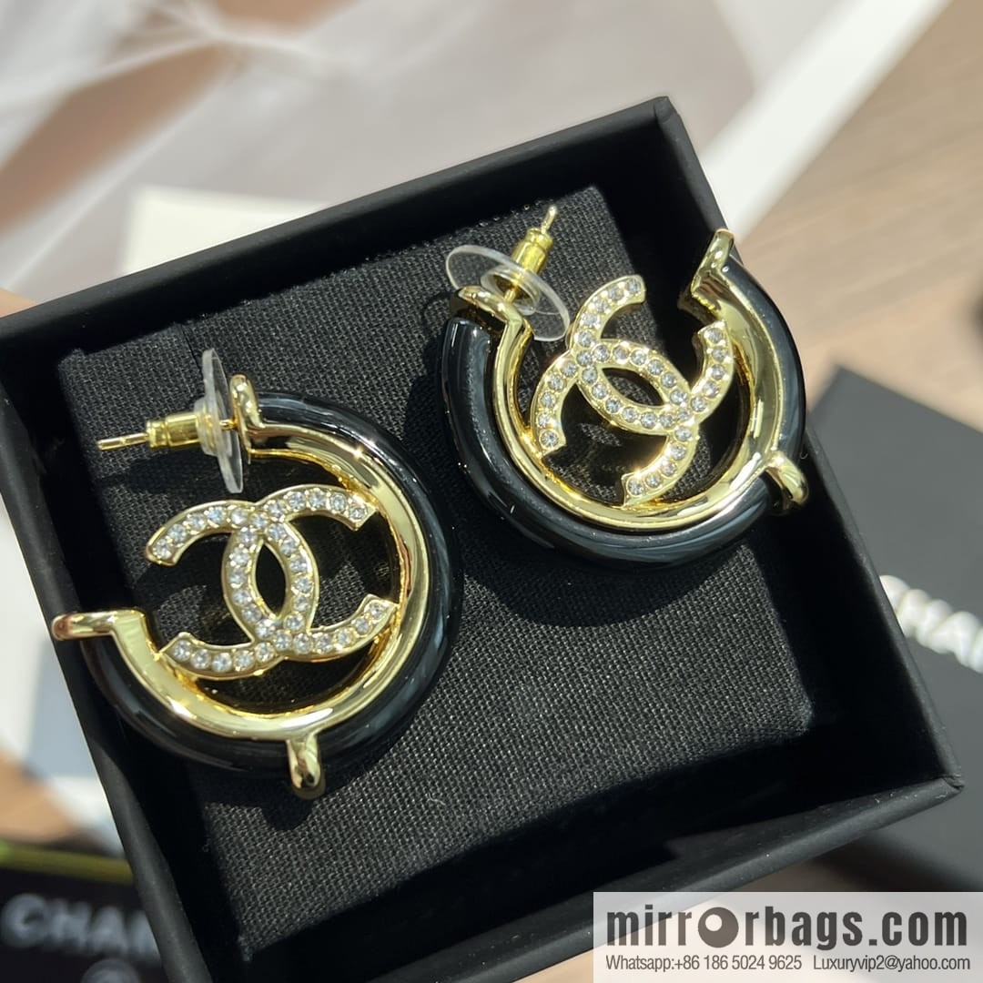 New ☑️ Chanel c1 double c full diamond stud earrings