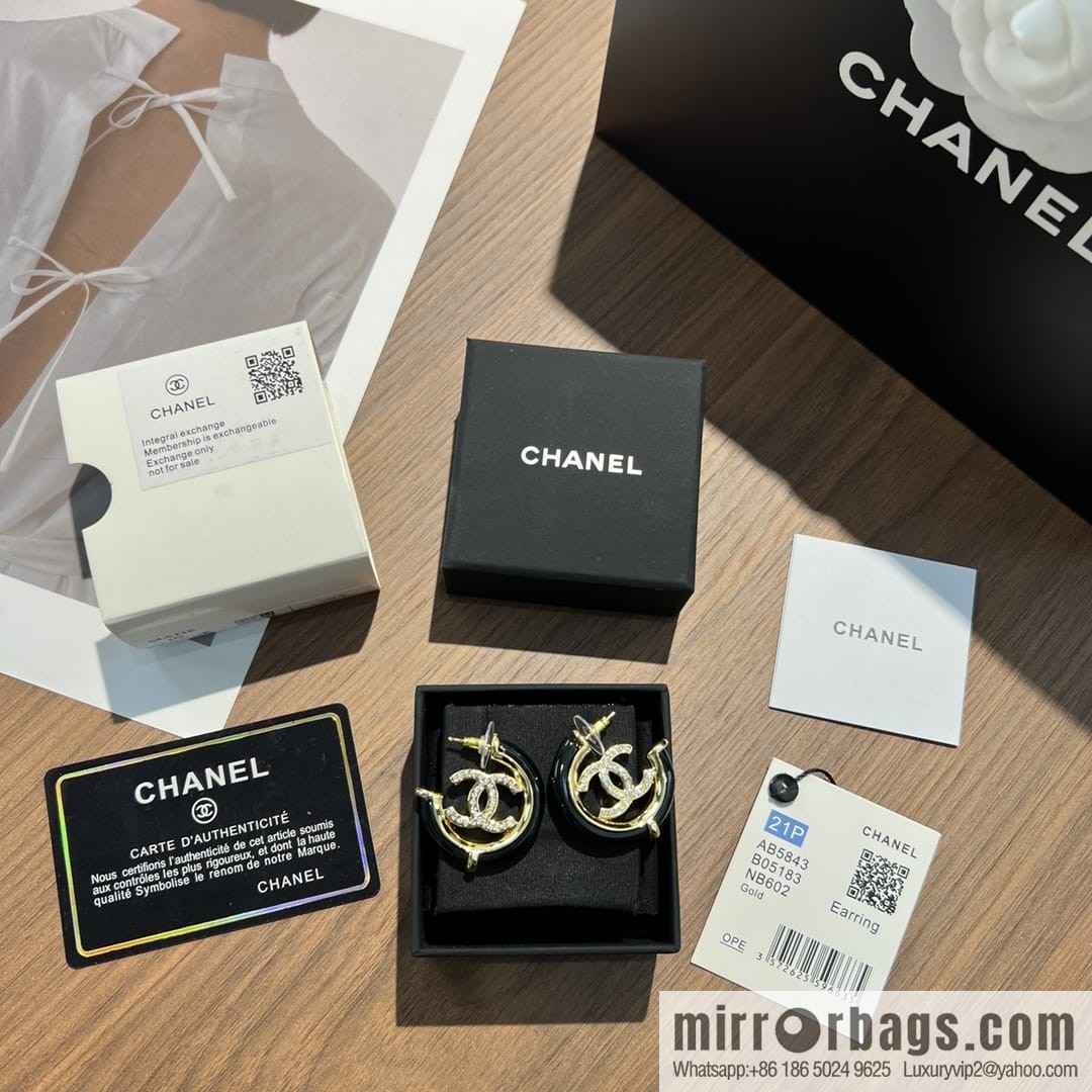 New ☑️ Chanel c1 double c full diamond stud earrings