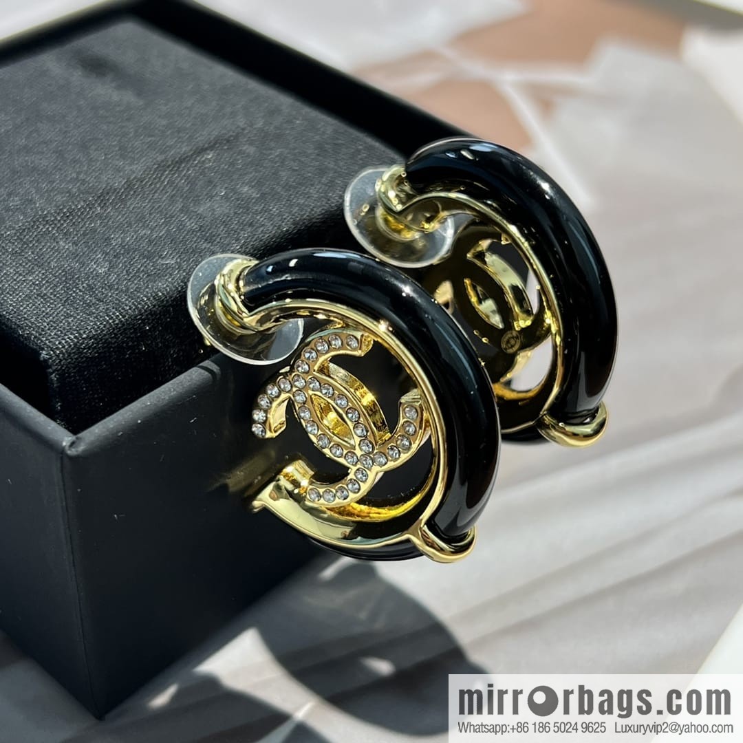 New ☑️ Chanel c1 double c full diamond stud earrings