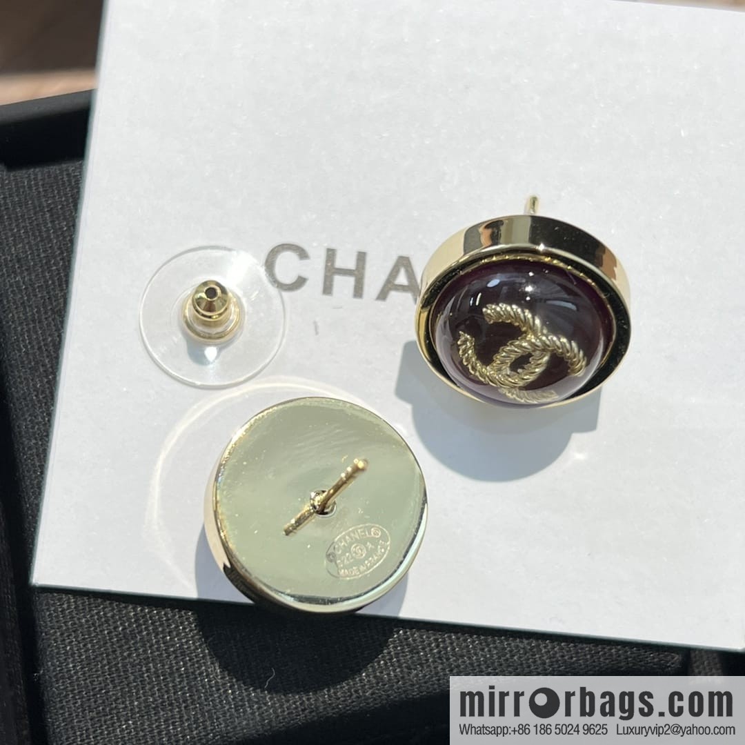 New ☑️ Chanel c1 double c round purple stud earrings