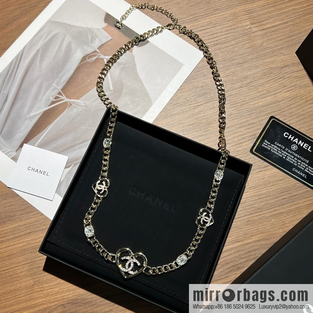 New ☑️ Chanel double c peach heart love waist belt waist chain necklace