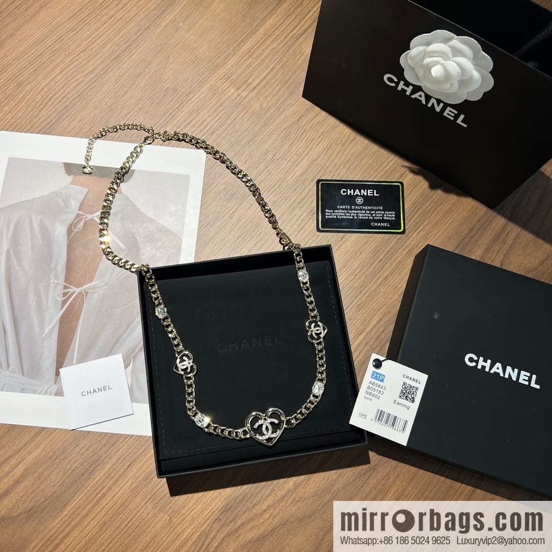 New ☑️ Chanel double c peach heart love waist belt waist chain necklace