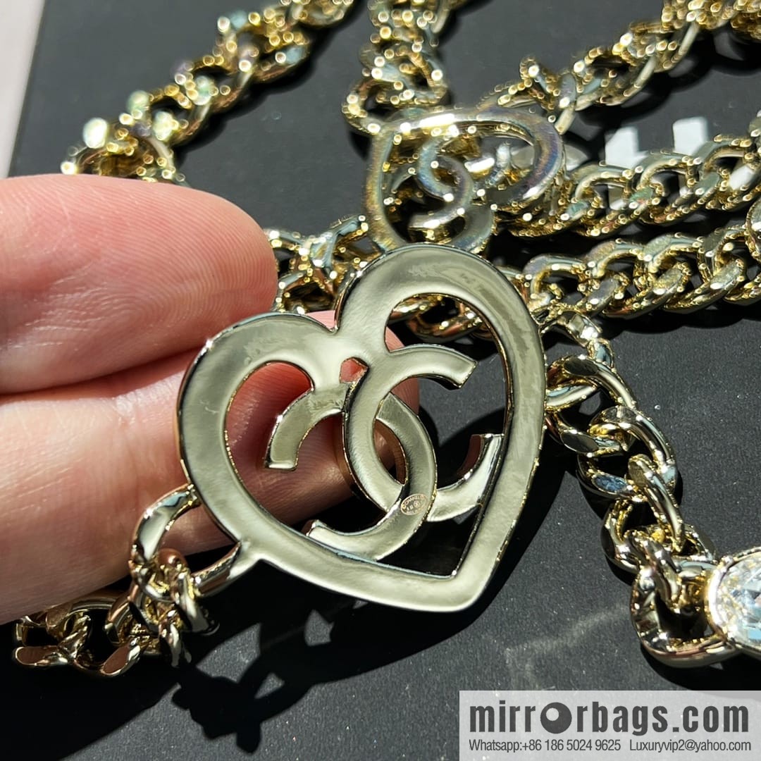 New ☑️ Chanel double c peach heart love waist belt waist chain necklace