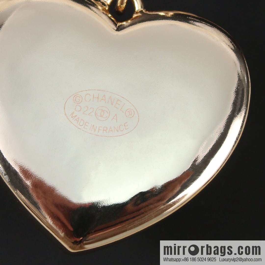 New ☑️ Chanel c2 double c rhombus peach heart love stud earrings