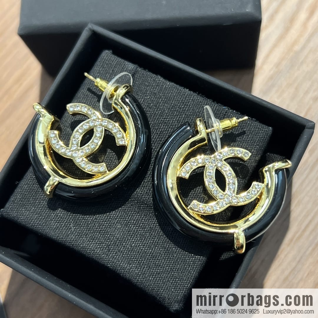 New ☑️ Chanel c1 double c full diamond stud earrings