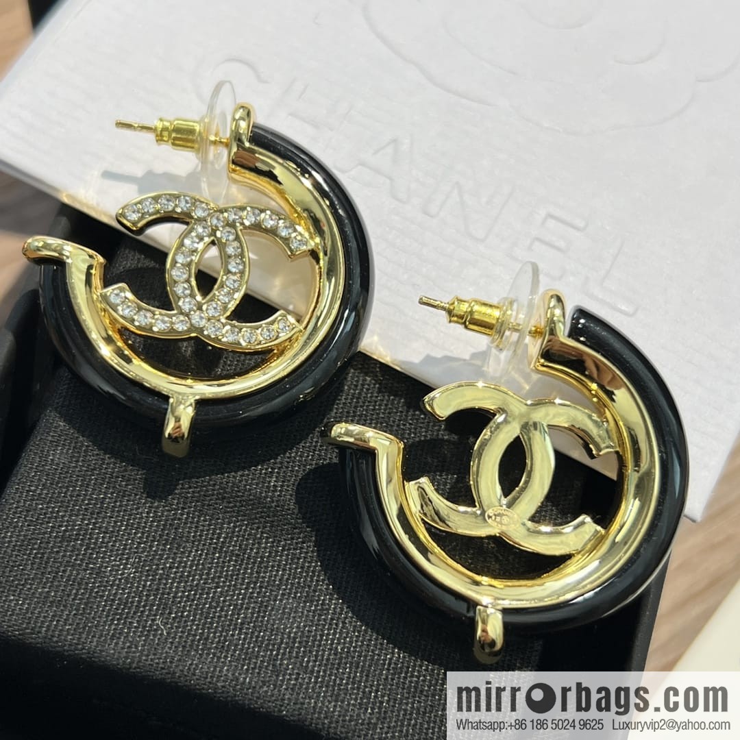 New ☑️ Chanel c1 double c full diamond stud earrings