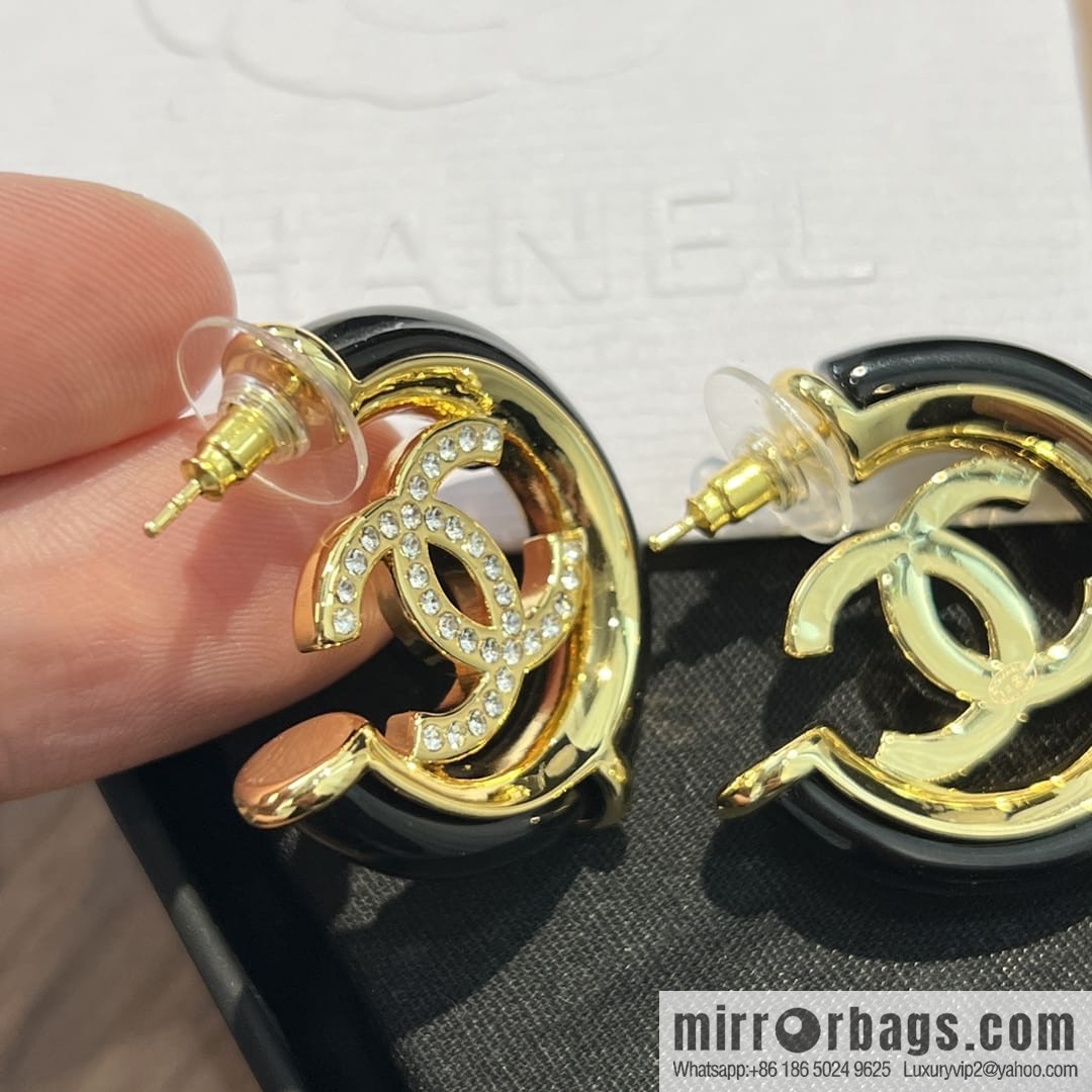 New ☑️ Chanel c1 double c full diamond stud earrings
