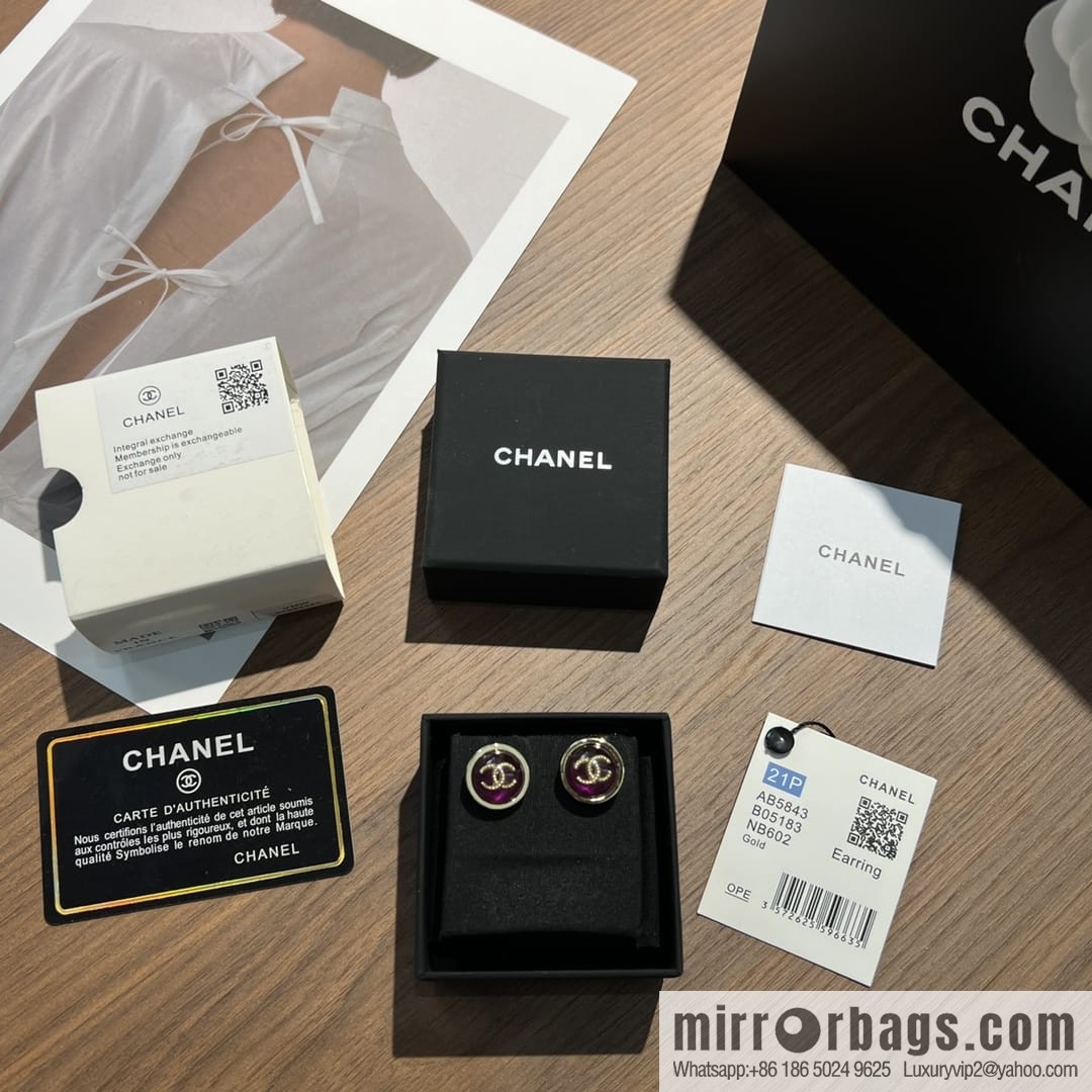 New ☑️ Chanel c1 double c round purple stud earrings