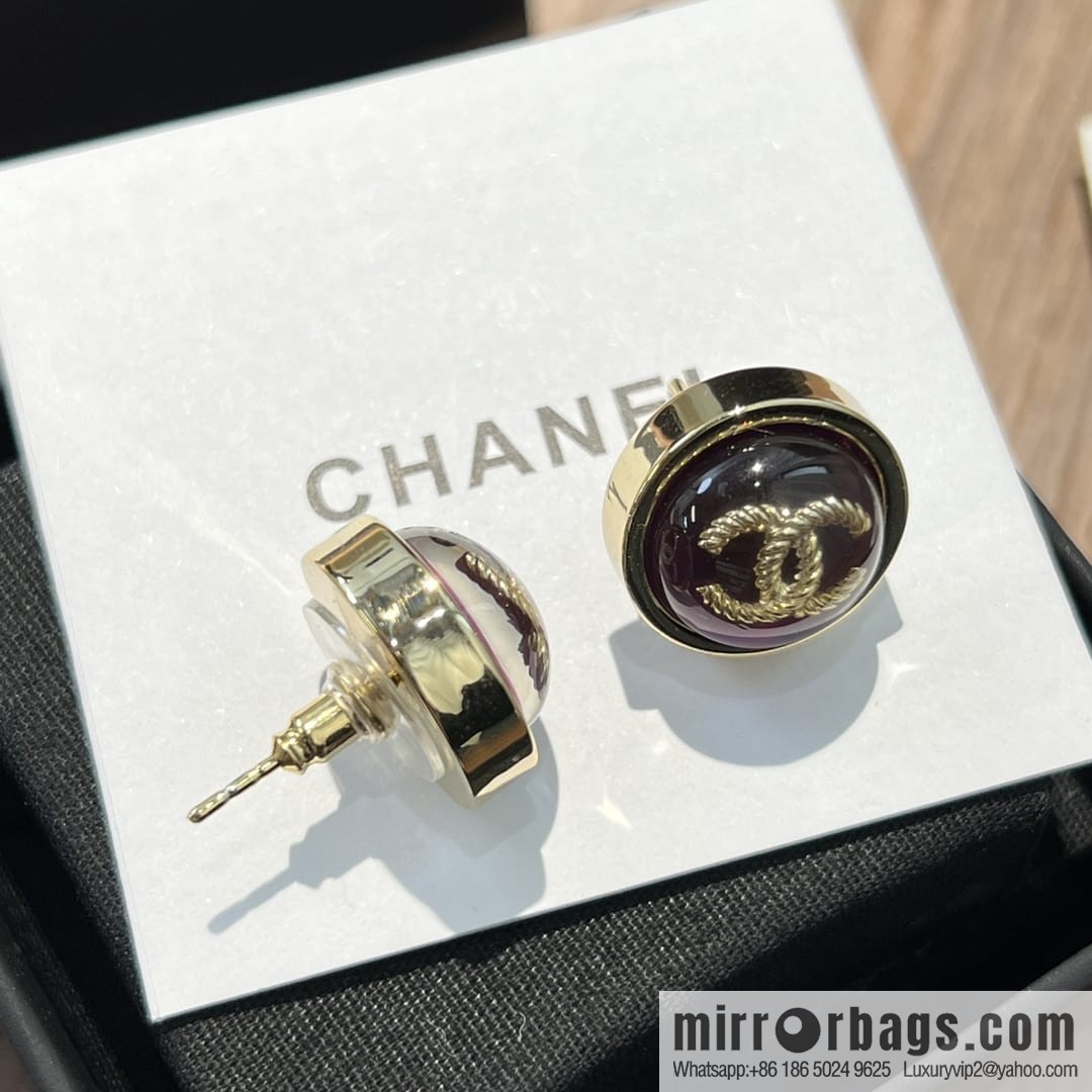 New ☑️ Chanel c1 double c round purple stud earrings