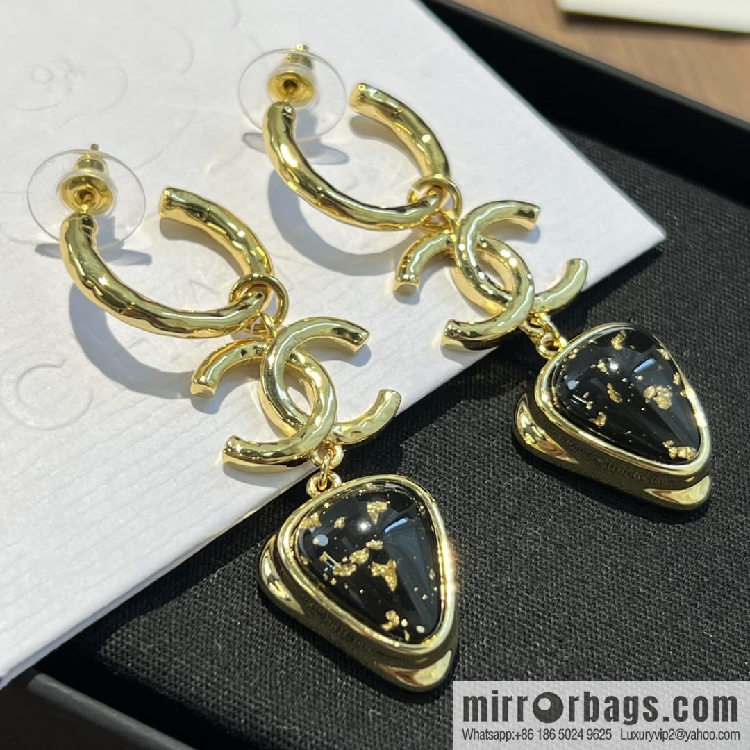 New ☑️ Chanel c3 double c gold stud earrings