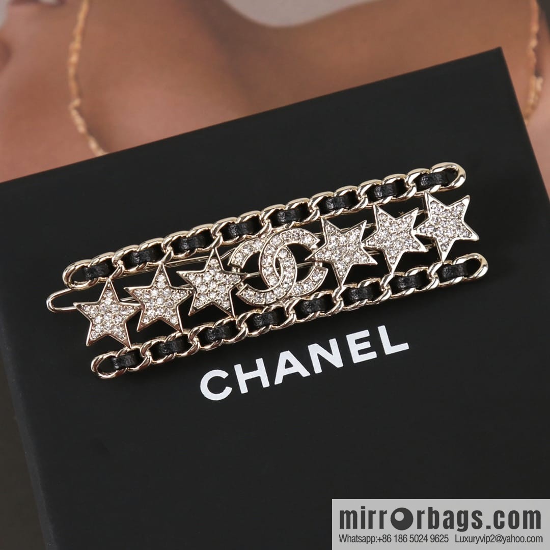 New ☑️ Chanel full diamond double c star black leather rope hairpin hairpin