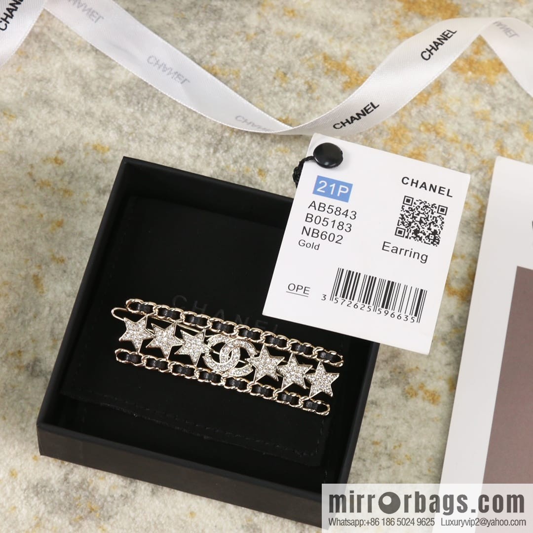 New ☑️ Chanel full diamond double c star black leather rope hairpin hairpin