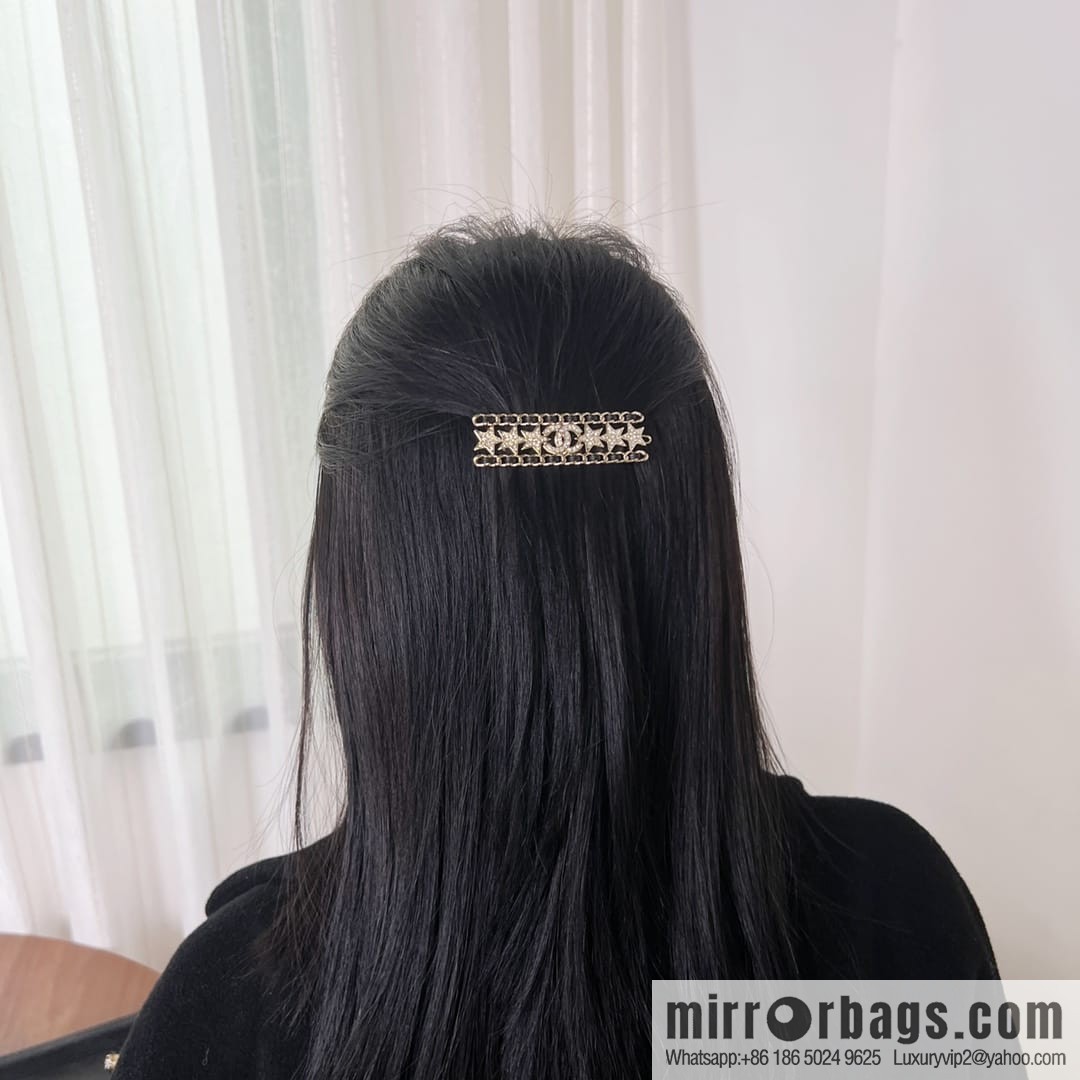 New ☑️ Chanel full diamond double c star black leather rope hairpin hairpin