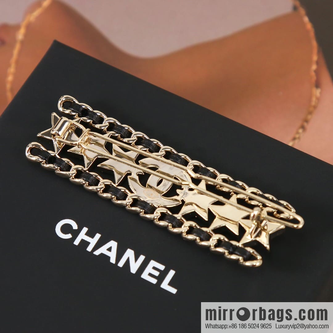 New ☑️ Chanel full diamond double c star black leather rope hairpin hairpin