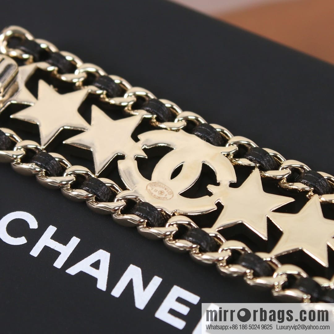 New ☑️ Chanel full diamond double c star black leather rope hairpin hairpin
