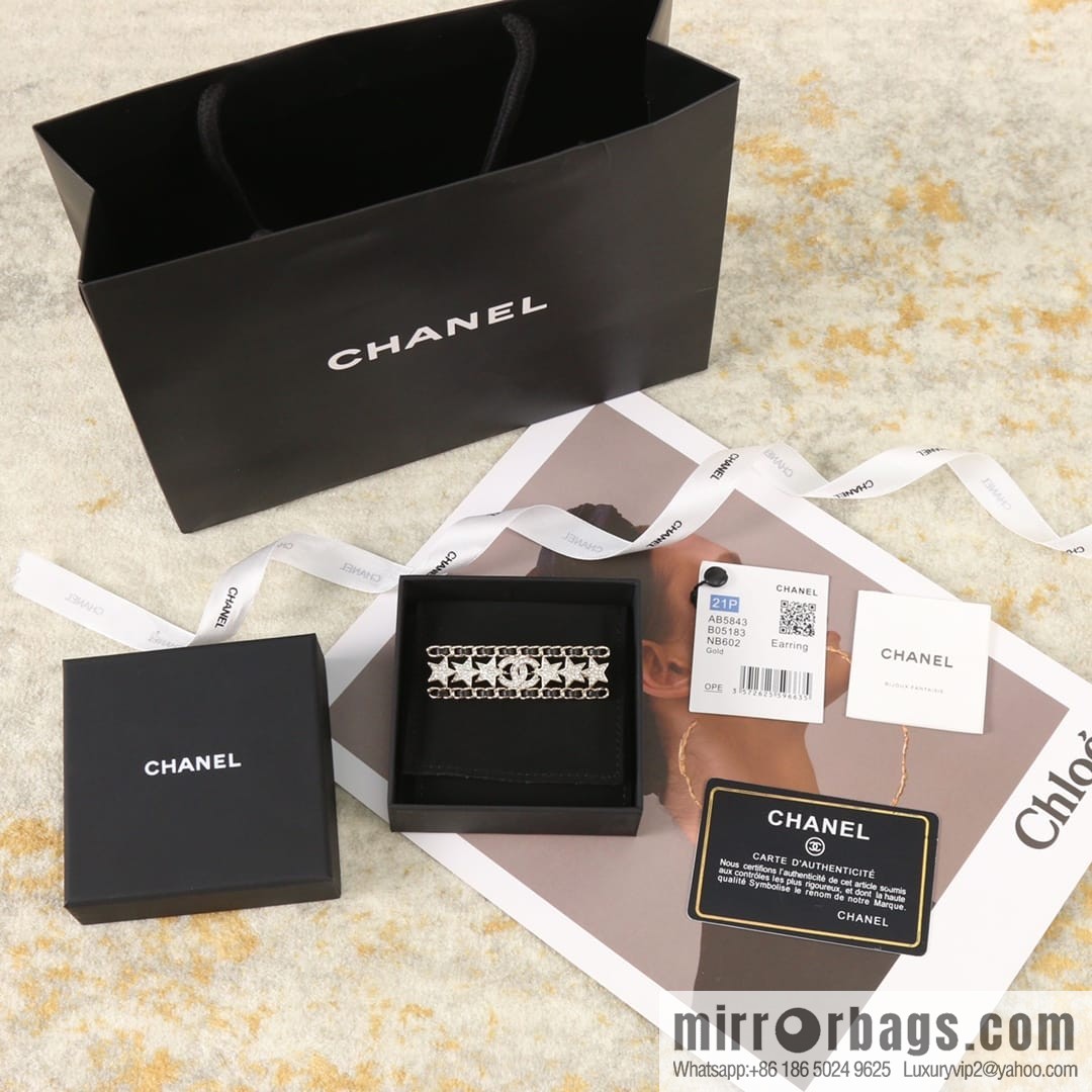 New ☑️ Chanel full diamond double c star black leather rope brooch