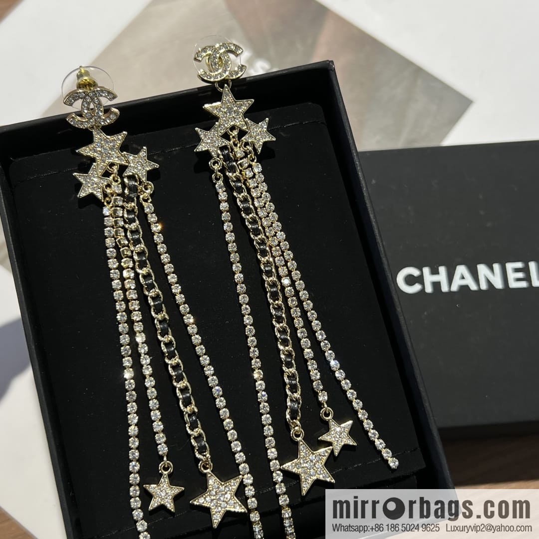 New ☑️ Chanel double c star pentagram tassel earrings