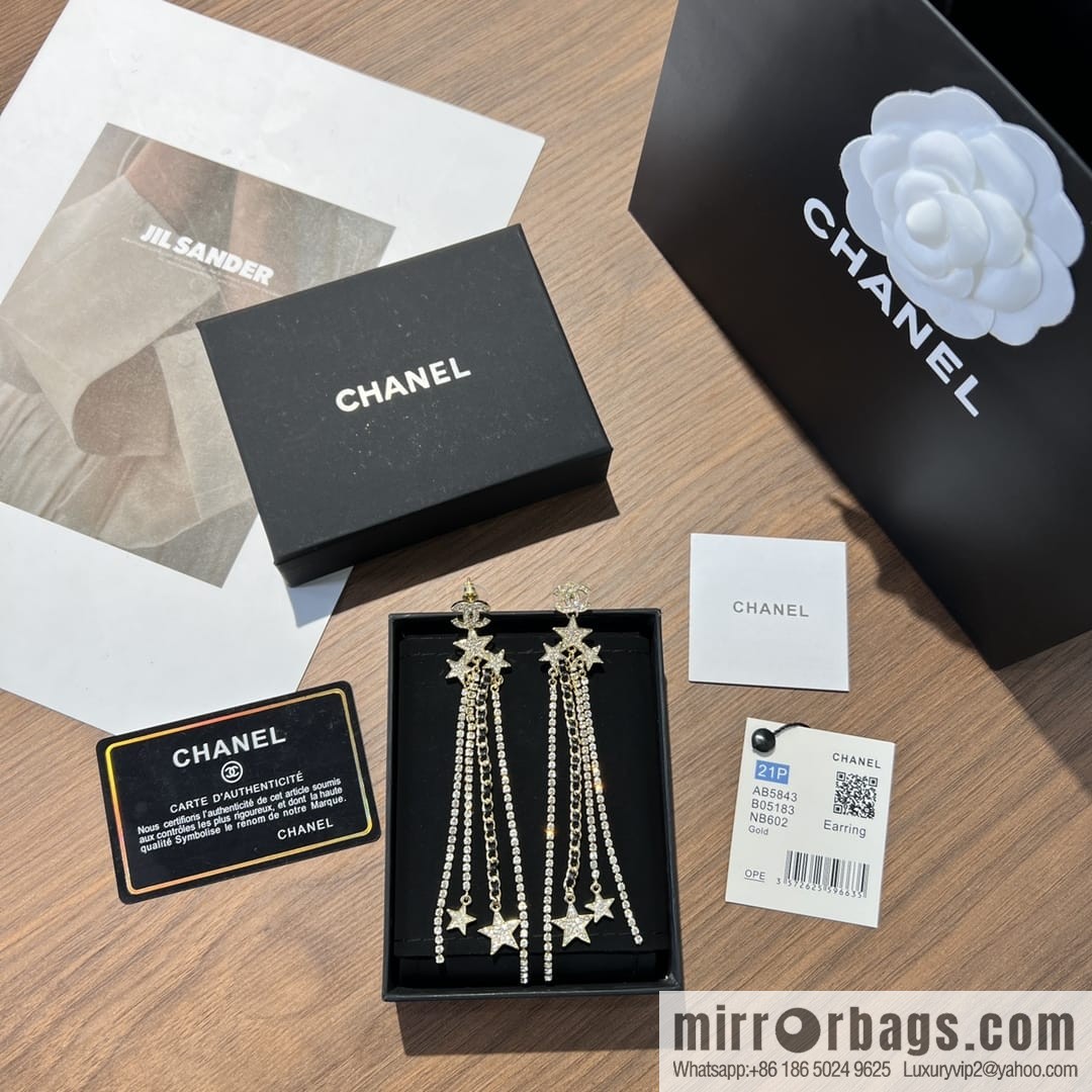 New ☑️ Chanel double c star pentagram tassel earrings