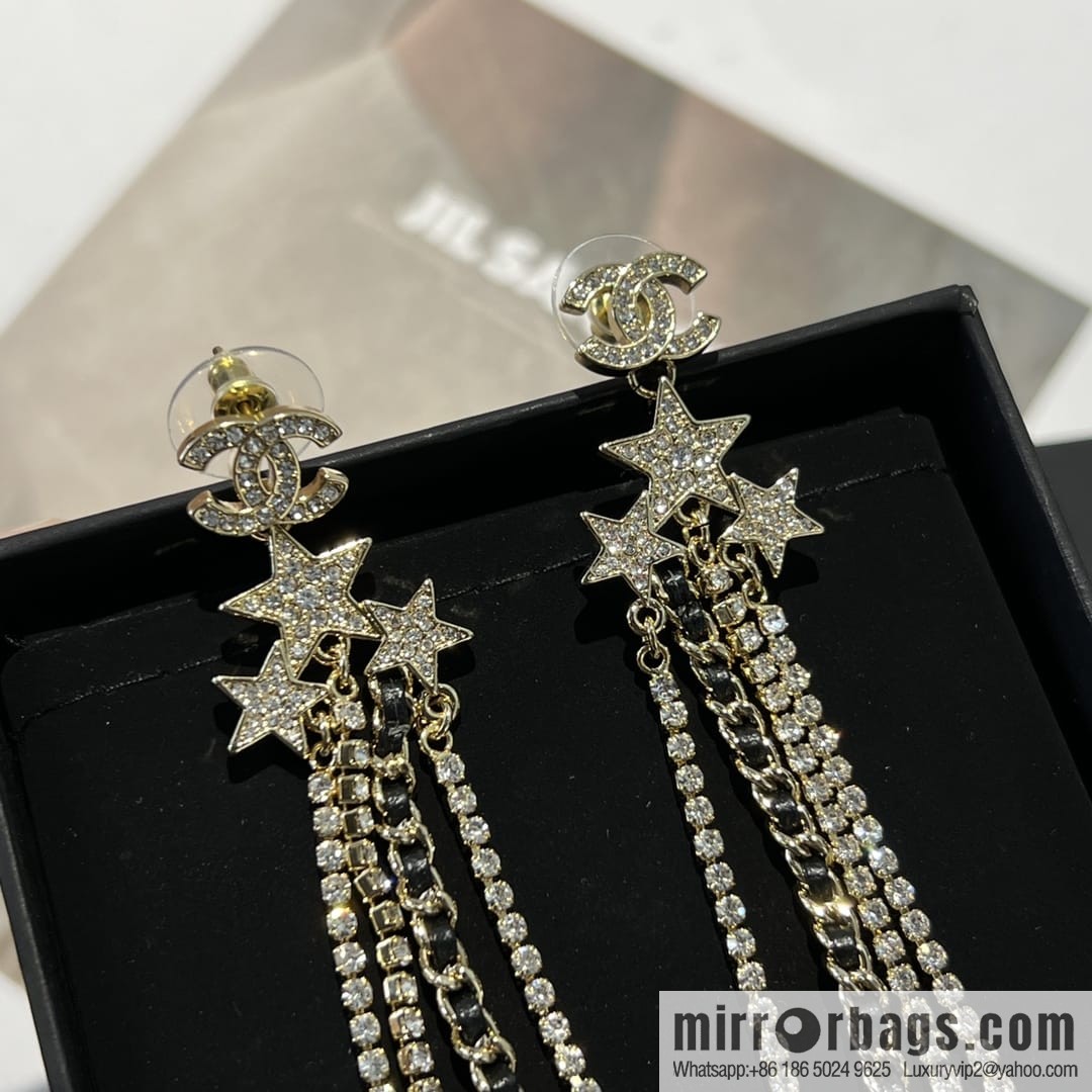 New ☑️ Chanel double c star pentagram tassel earrings
