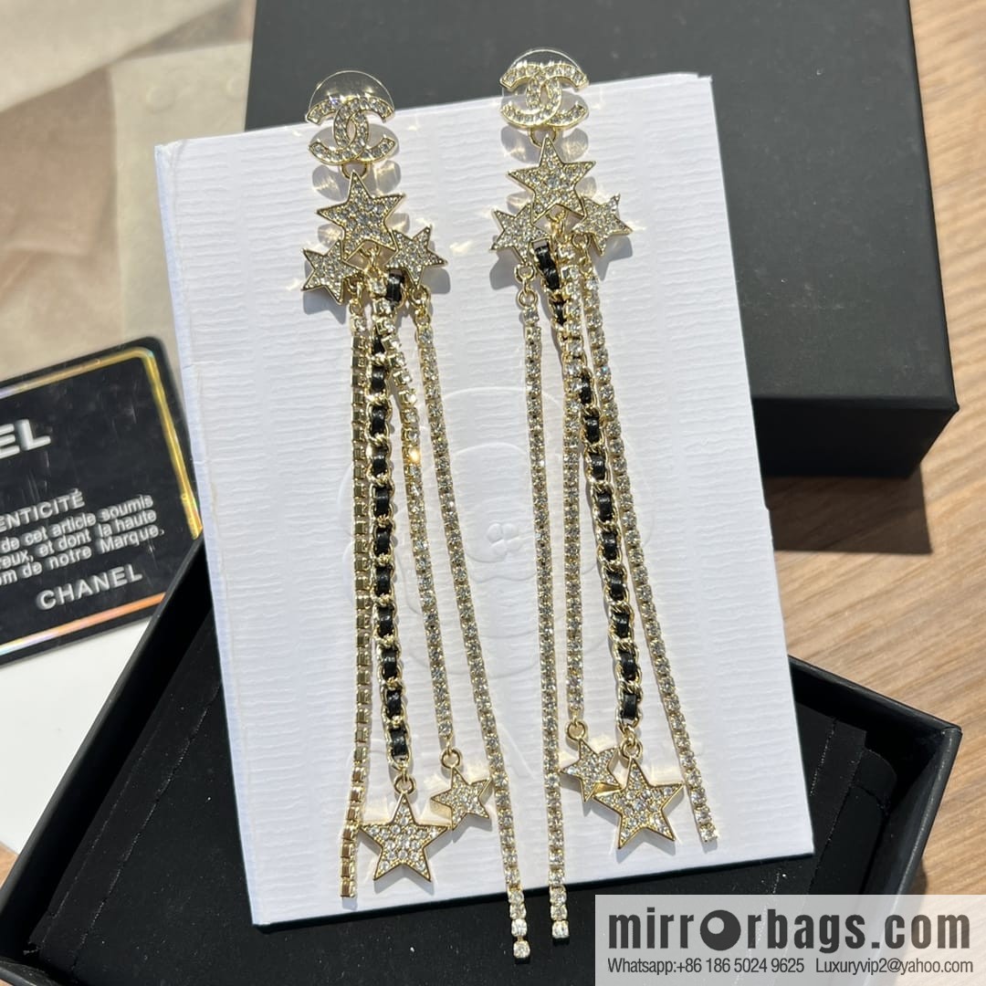 New ☑️ Chanel double c star pentagram tassel earrings