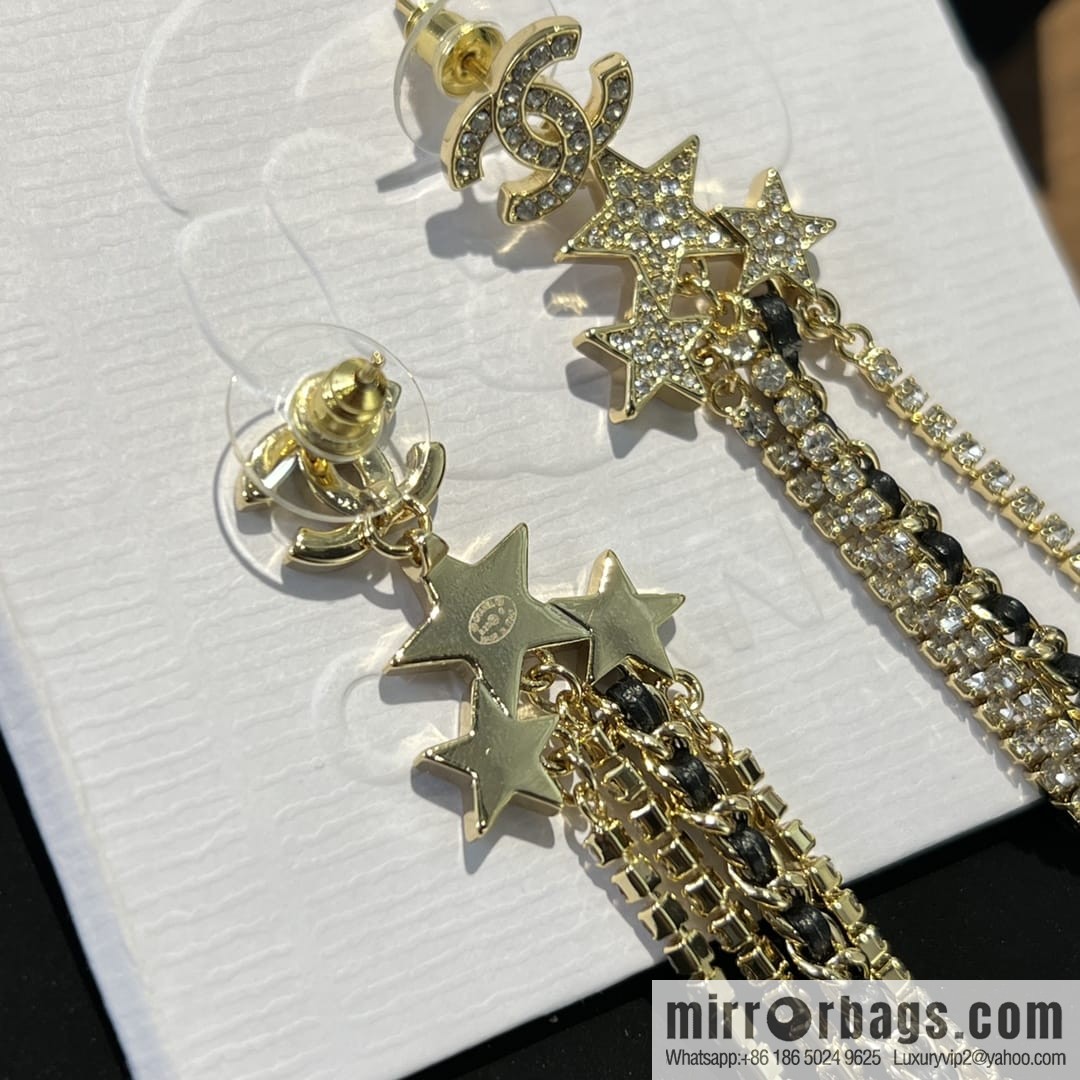New ☑️ Chanel double c star pentagram tassel earrings