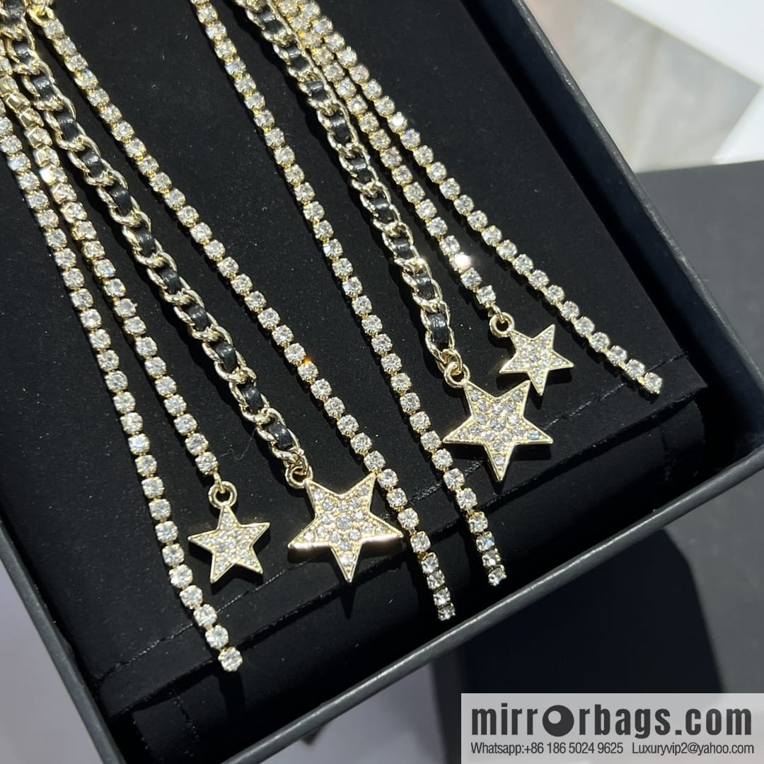 New ☑️ Chanel double c star pentagram tassel earrings
