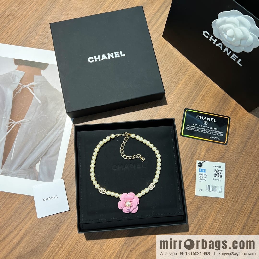 New ☑️ Chanel Double C Pink Camellia Pearl Necklace