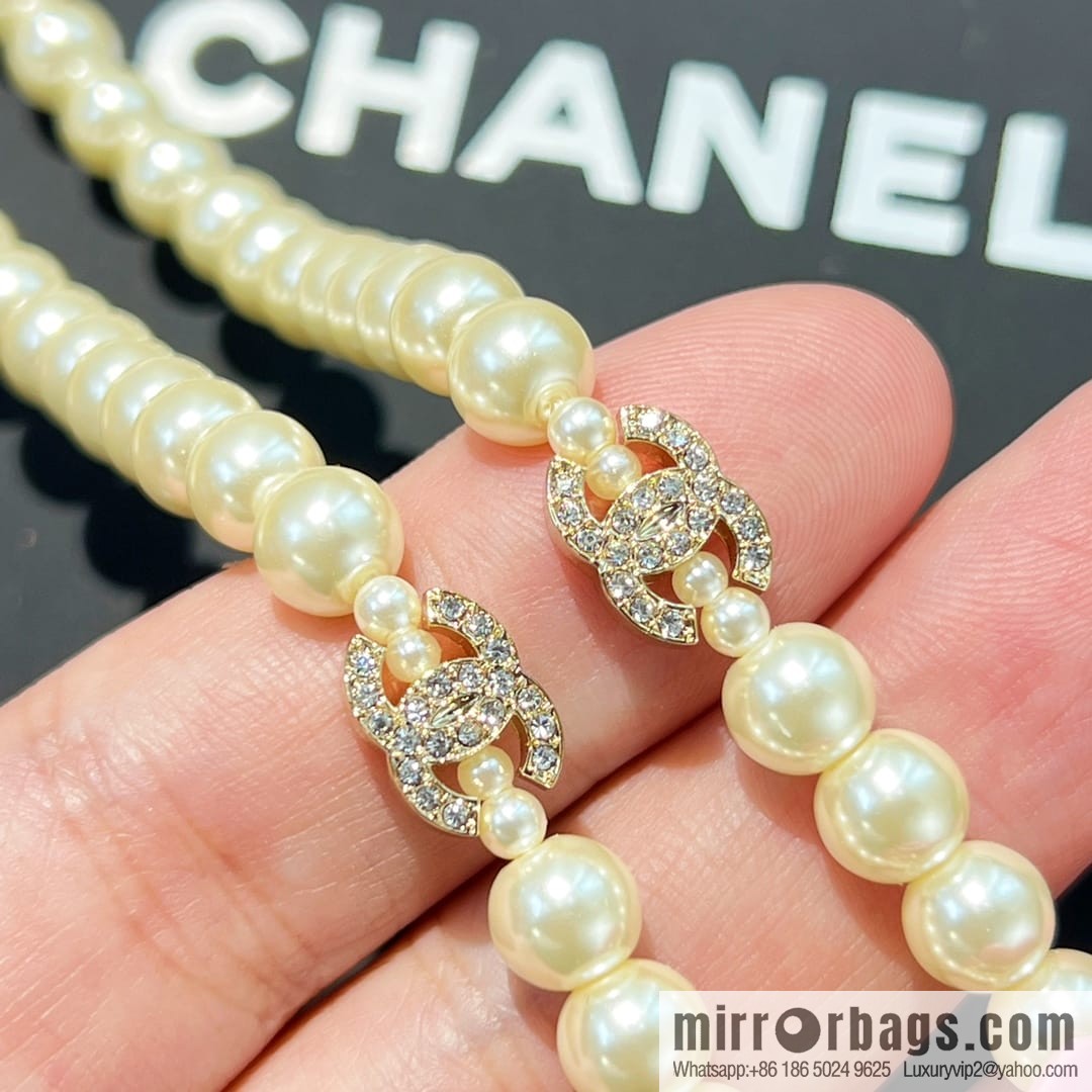 New ☑️ Chanel Double C Pink Camellia Pearl Necklace