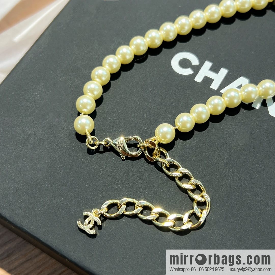 New ☑️ Chanel Double C Pink Camellia Pearl Necklace