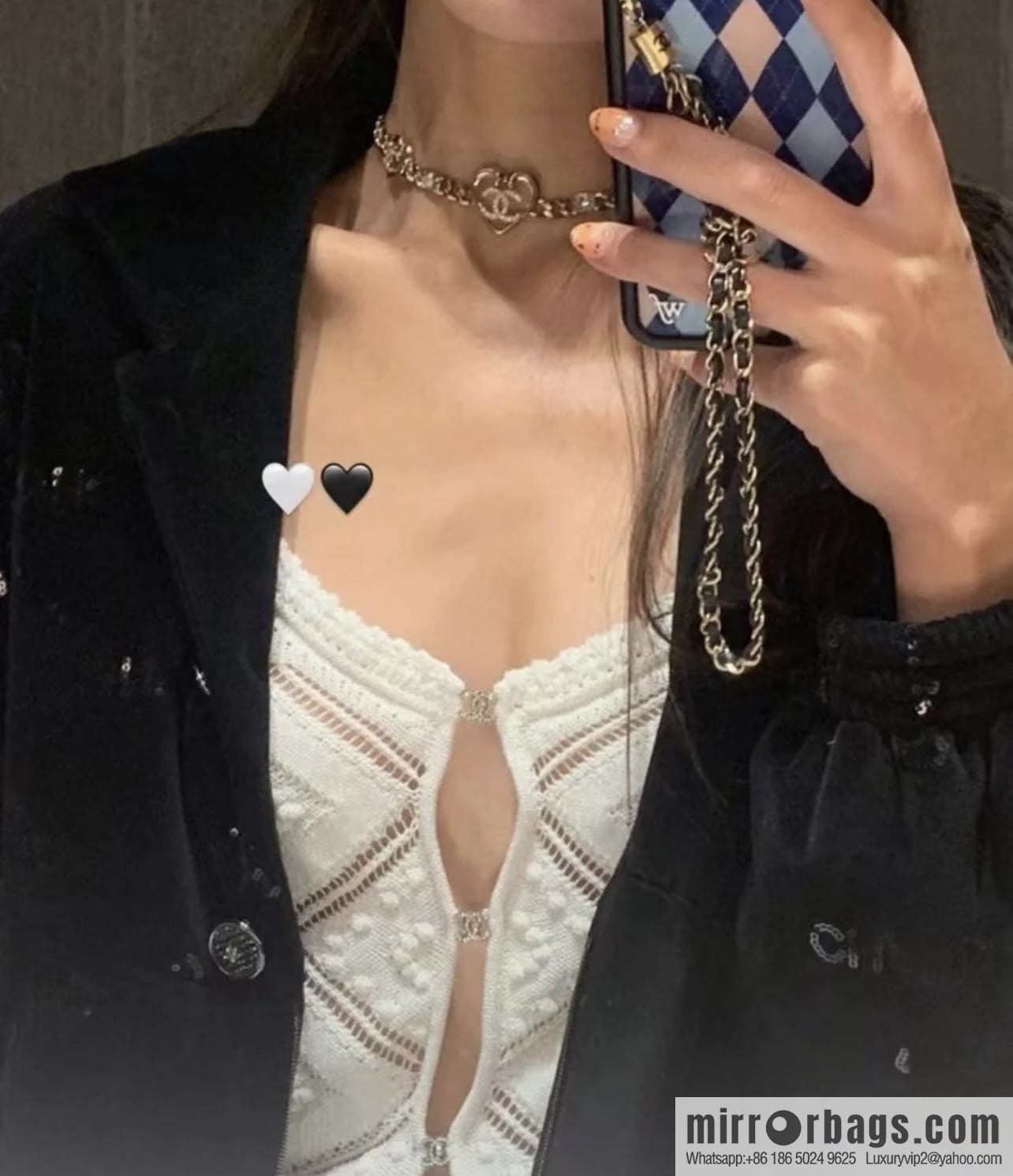 New ☑️ Chanel double c gold peach heart love necklace