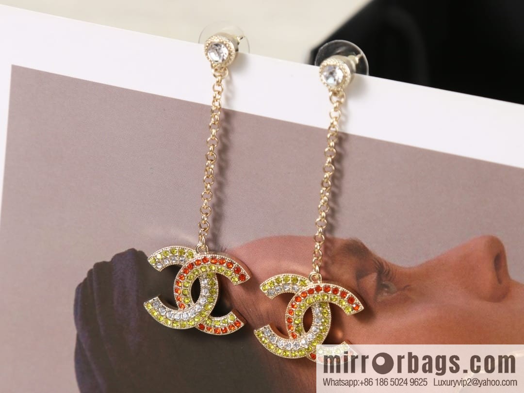 New ☑️ Chanel c2 double c colored diamond stud earrings