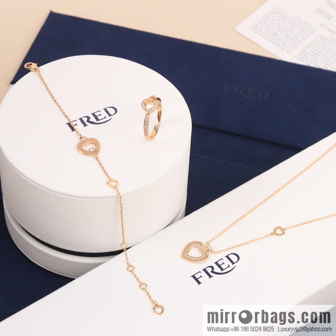 Fred limited rose gold heart bracelet necklace