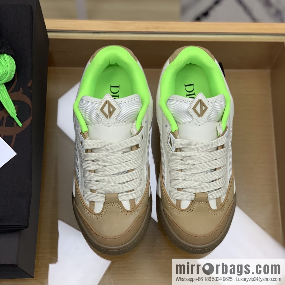 Dior uses granular calfskin with breathable mesh men's casual retro sneakers