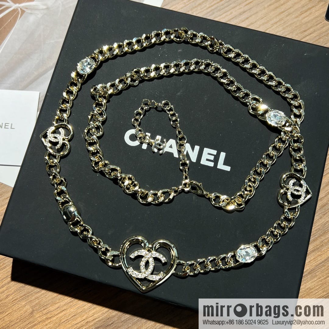 New ☑️ Chanel double c peach heart love waist belt waist chain necklace