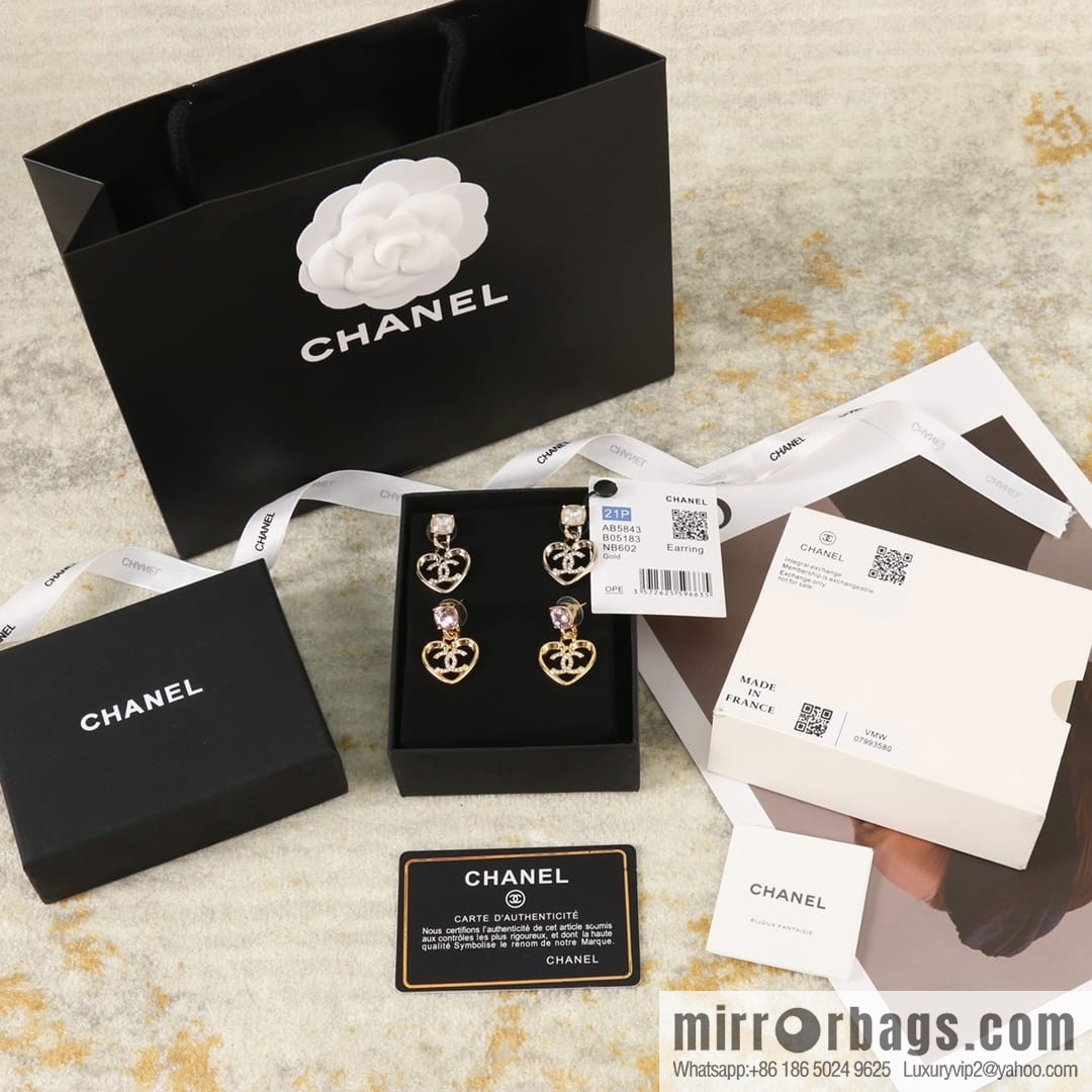 New ☑️ Chanel c2 peach heart love stud earrings