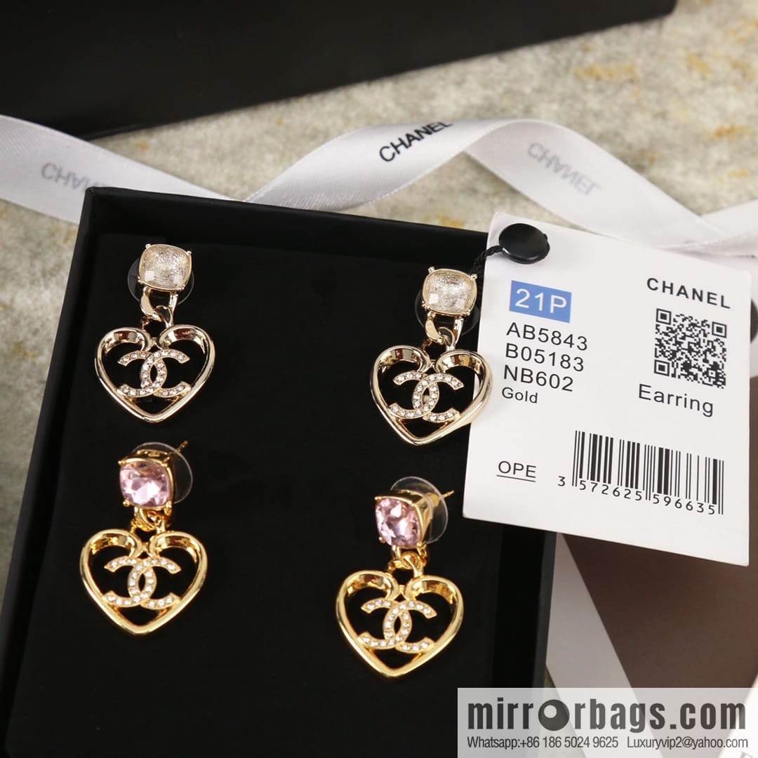 New ☑️ Chanel c2 peach heart love stud earrings