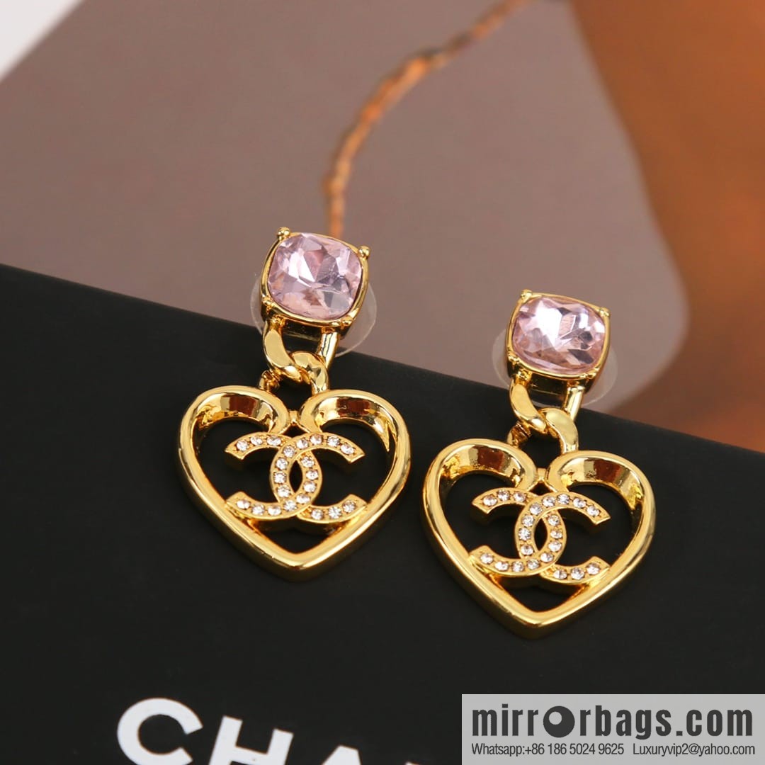 New ☑️ Chanel c2 peach heart love stud earrings