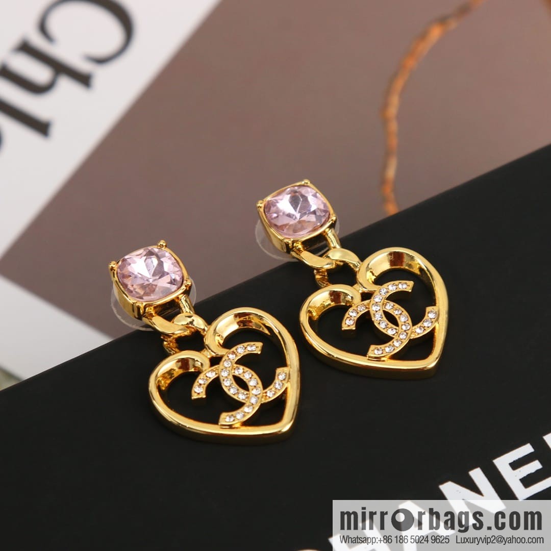New ☑️ Chanel c2 peach heart love stud earrings