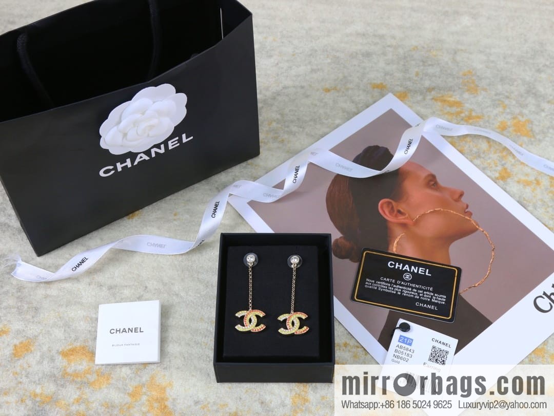 New ☑️ Chanel c2 double c colored diamond stud earrings