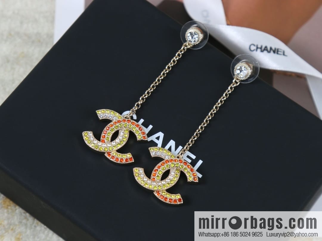 New ☑️ Chanel c2 double c colored diamond stud earrings