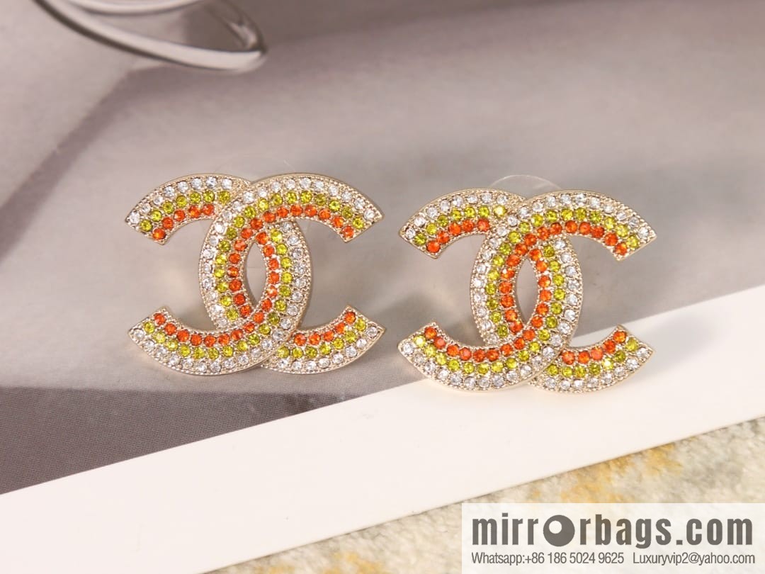 New ☑️ Chanel c1 double c colored diamond stud earrings