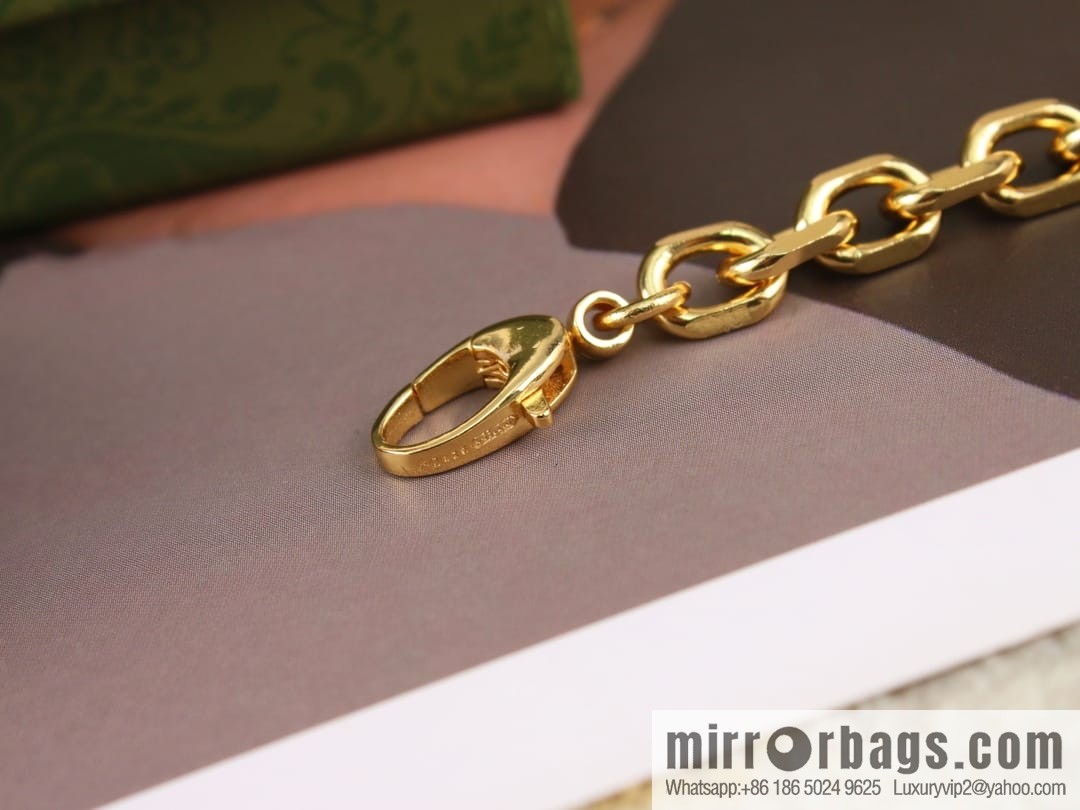 New Gucci Gucci gold interlocking enamel double G necklace