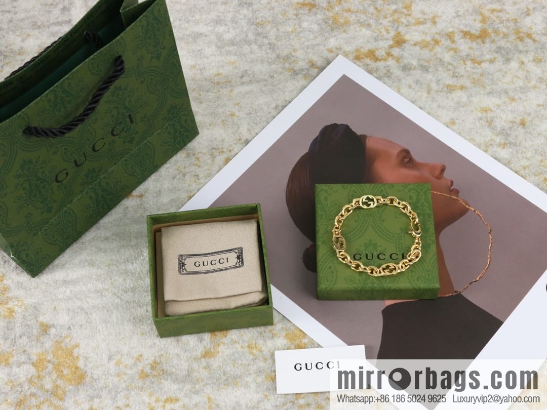 New Gucci Gucci gold interlocking enamel double G bracelet