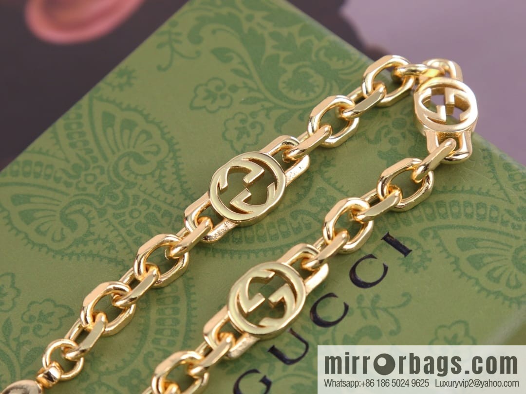 New Gucci Gucci gold interlocking enamel double G bracelet