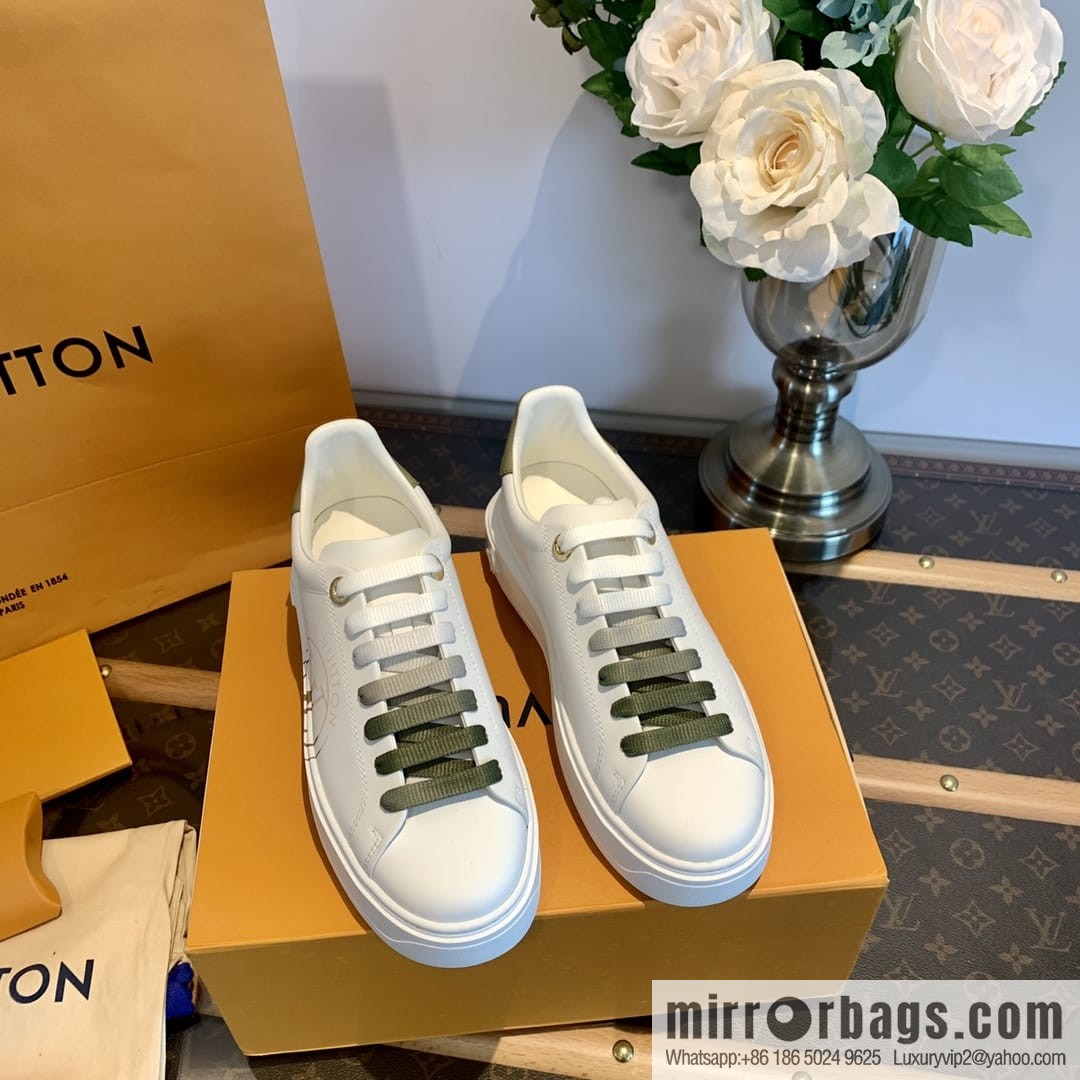 LV/Louis Vuitton 𝟐𝟎𝟐𝟐|𝐓𝐢𝐦𝐞 𝐨𝐮𝐭 series rhinestone logo white shoes