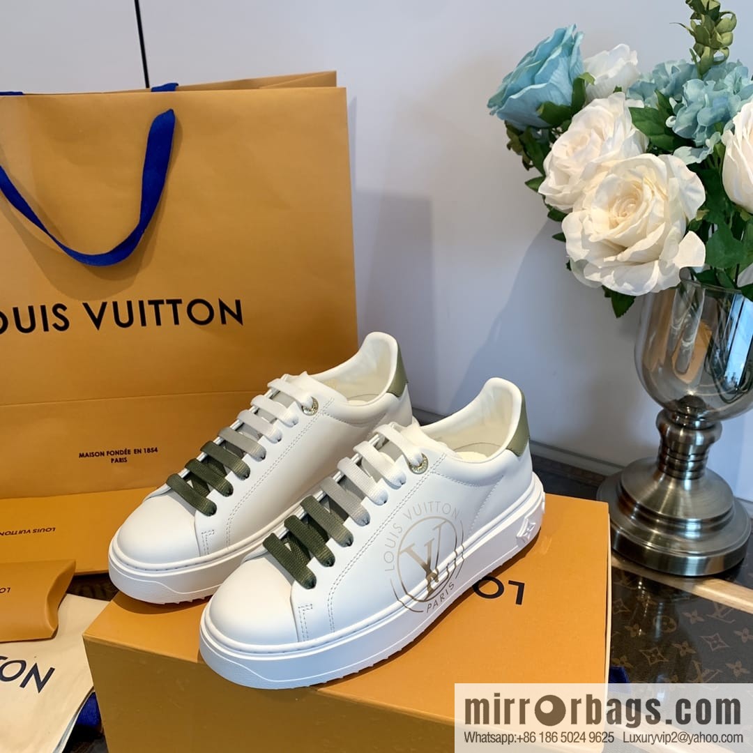 LV/Louis Vuitton 𝟐𝟎𝟐𝟐|𝐓𝐢𝐦𝐞 𝐨𝐮𝐭 series rhinestone logo white shoes