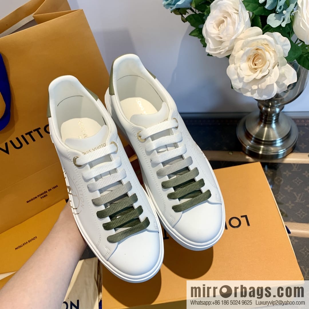 LV/Louis Vuitton 𝟐𝟎𝟐𝟐|𝐓𝐢𝐦𝐞 𝐨𝐮𝐭 series rhinestone logo white shoes