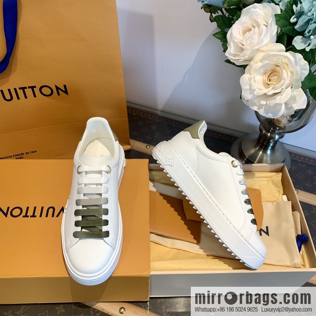 LV/Louis Vuitton 𝟐𝟎𝟐𝟐|𝐓𝐢𝐦𝐞 𝐨𝐮𝐭 series rhinestone logo white shoes