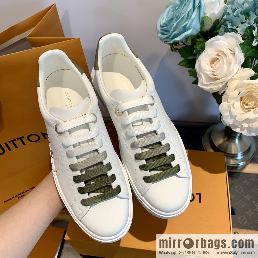 LV/Louis Vuitton 𝟐𝟎𝟐𝟐|𝐓𝐢𝐦𝐞 𝐨𝐮𝐭 series rhinestone logo white shoes